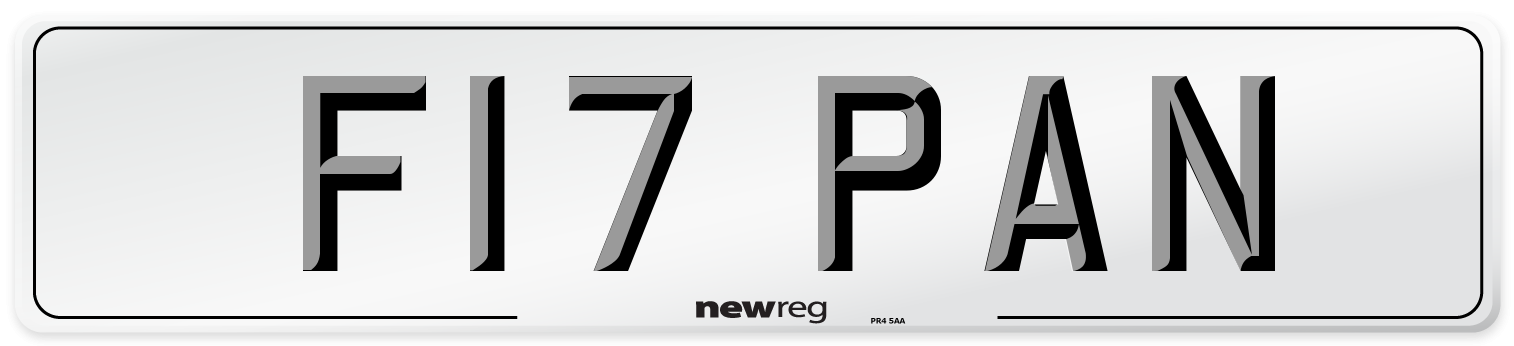 F17 PAN Number Plate from New Reg